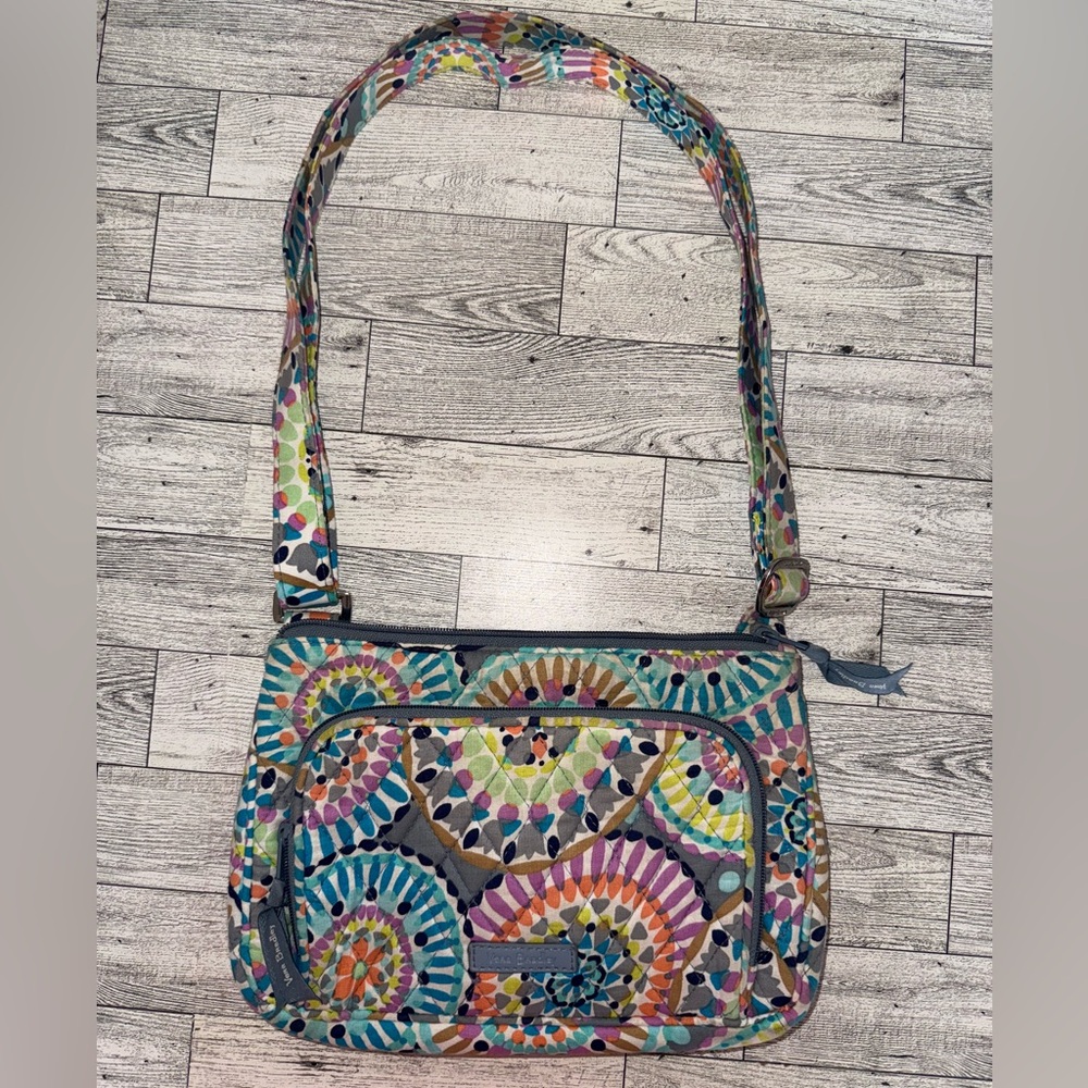 Vera Bradley Teal Multicolor Spiral Quilted Crossbody
